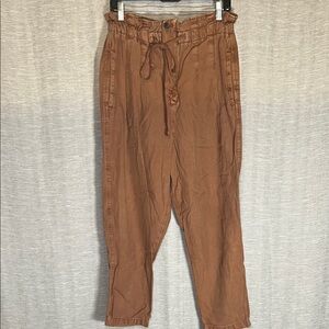 Free People Brown Distressed Comfy Button Fly Casual Pants